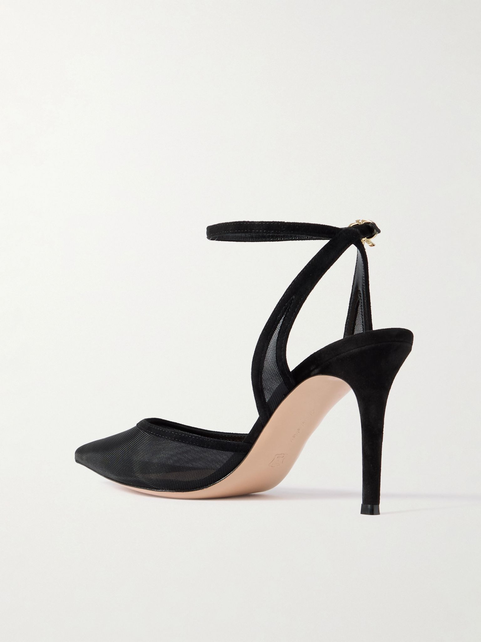85 suede-trimmed mesh pumps Black - 3