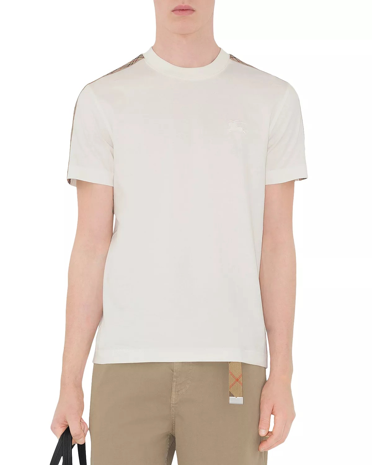 Check Trim Cotton Tee - 1