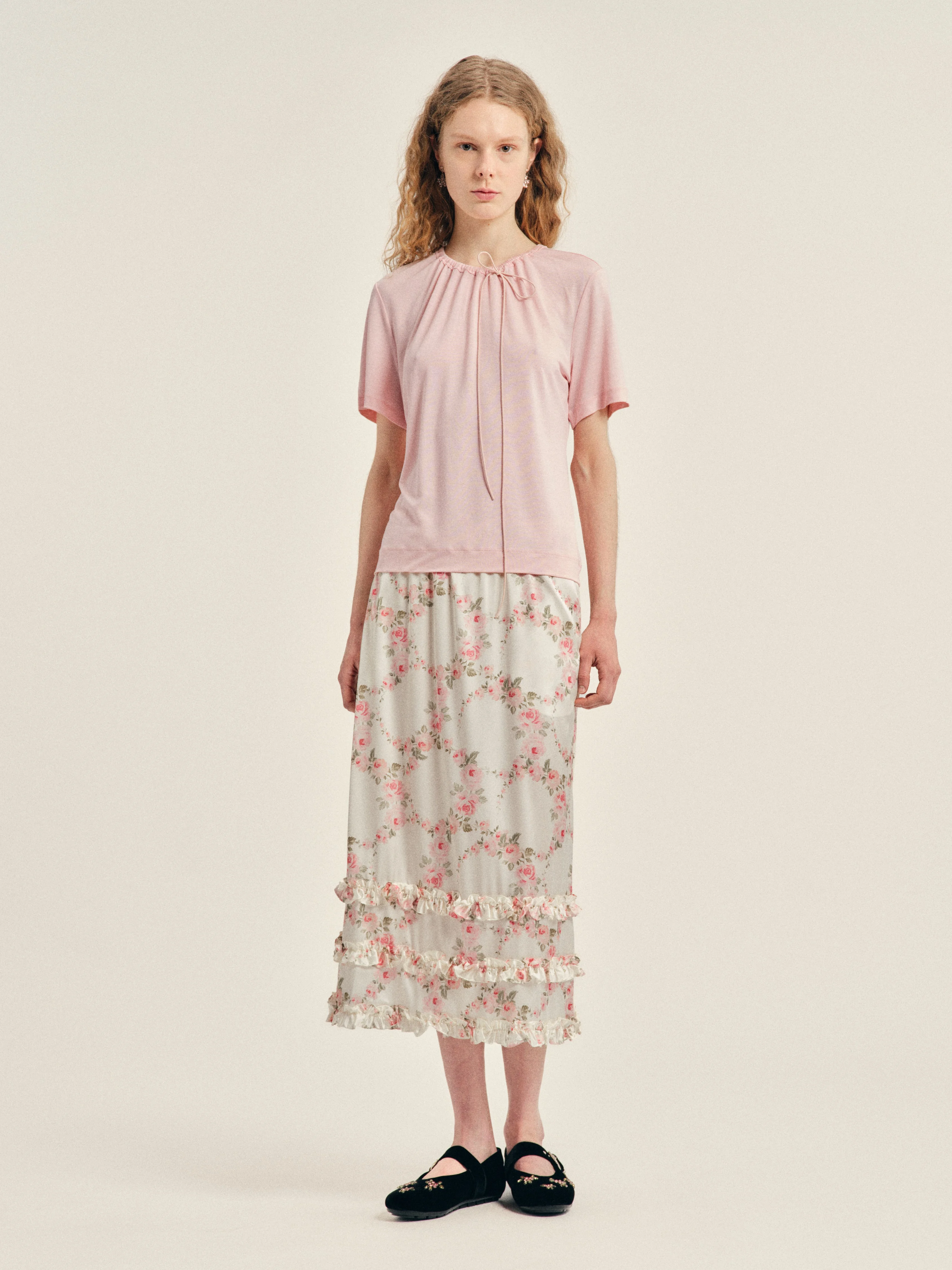 Ruffle Frill Hem Easy Skirt - 1