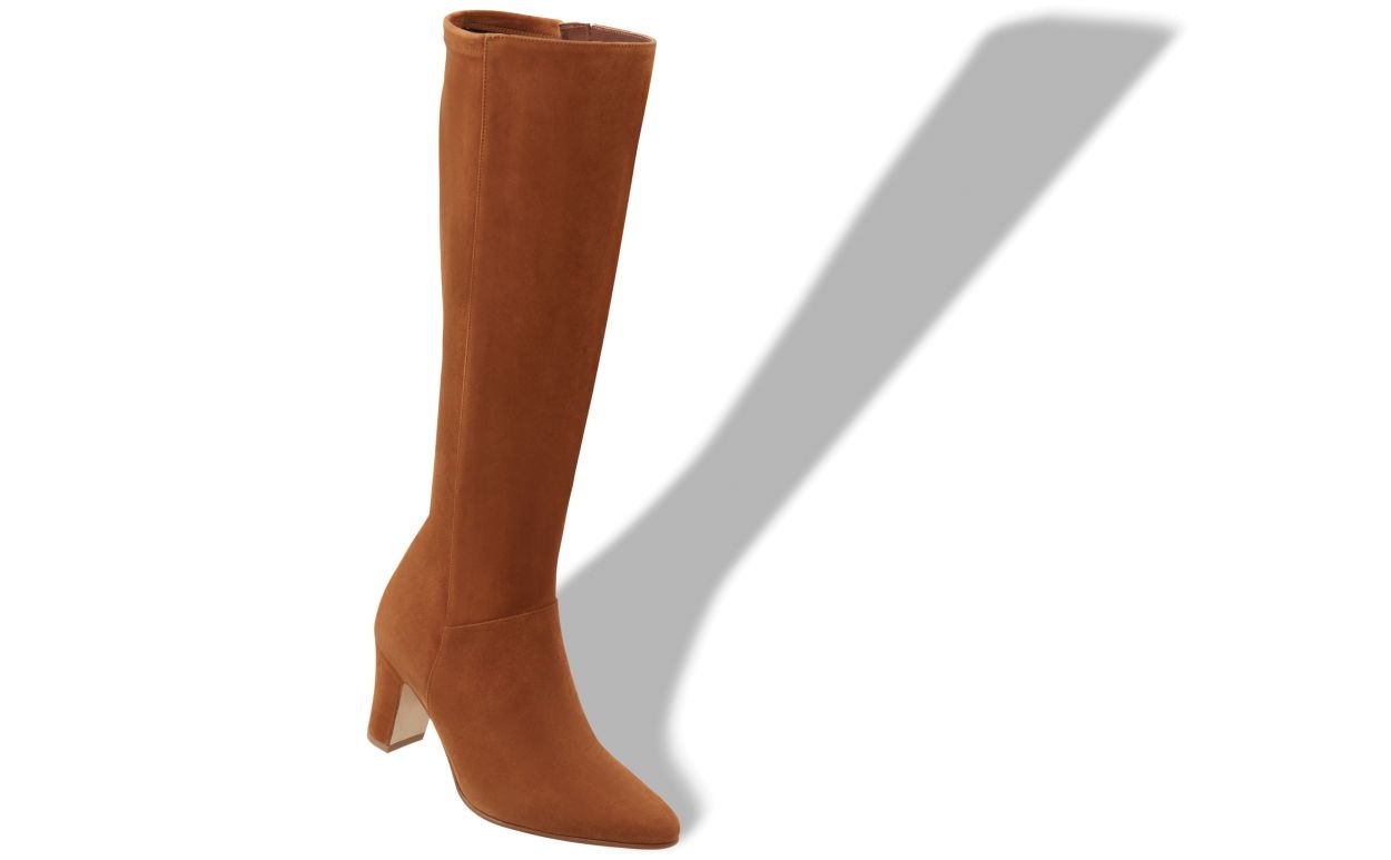 Brown Suede Knee High Boots - 2