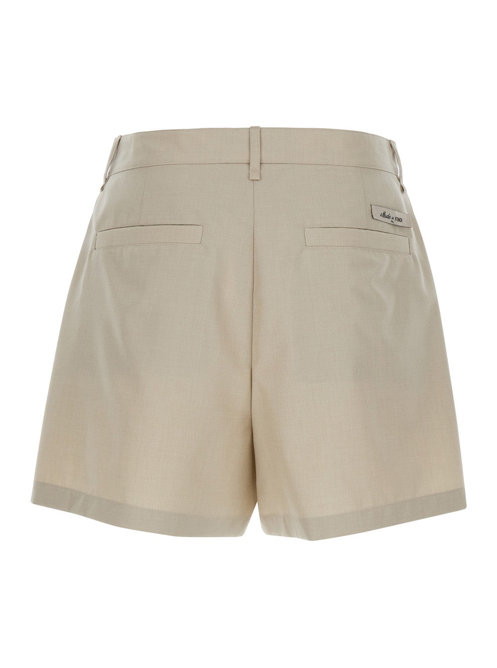 Fendi Men Beige Bermuda Shorts With Logo In Wool Man - 2