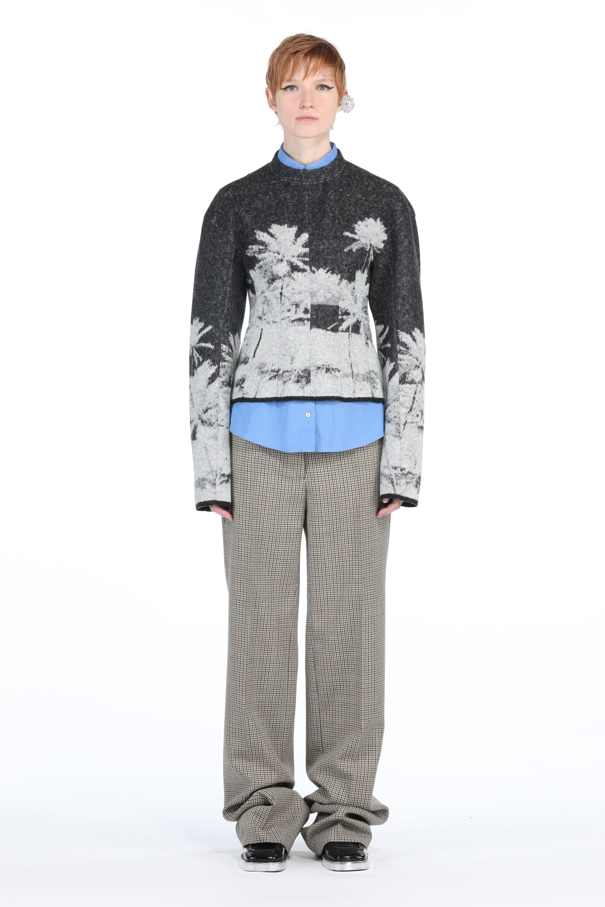 CHECKED WIDE-LEG TROUSERS - 4