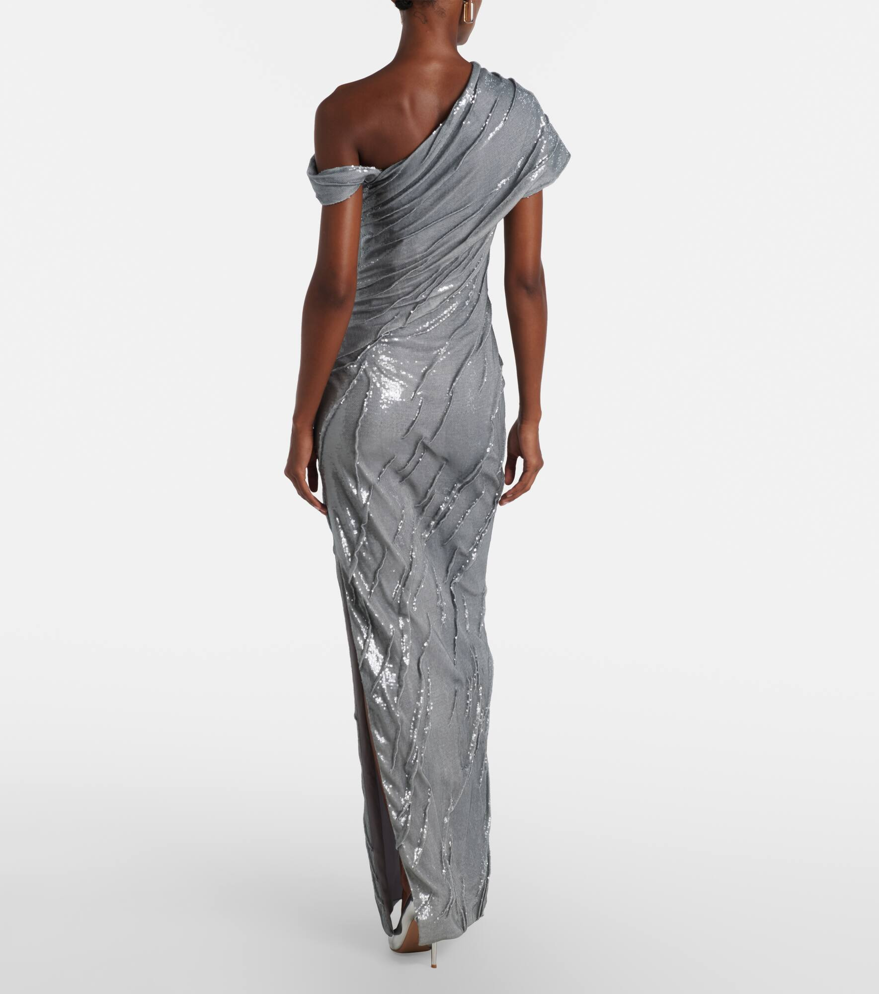 Sequined asymmetric gown - 3