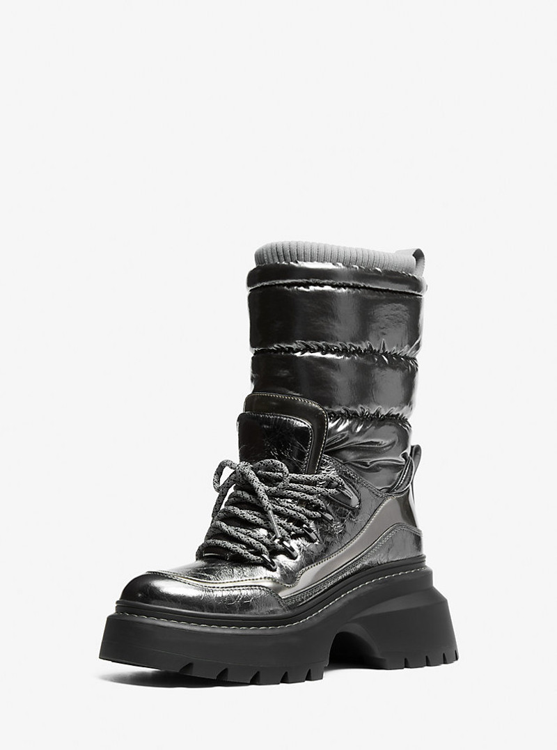 MICHAEL KORS Shiloh Metallic Mixed-Media Boot outlook