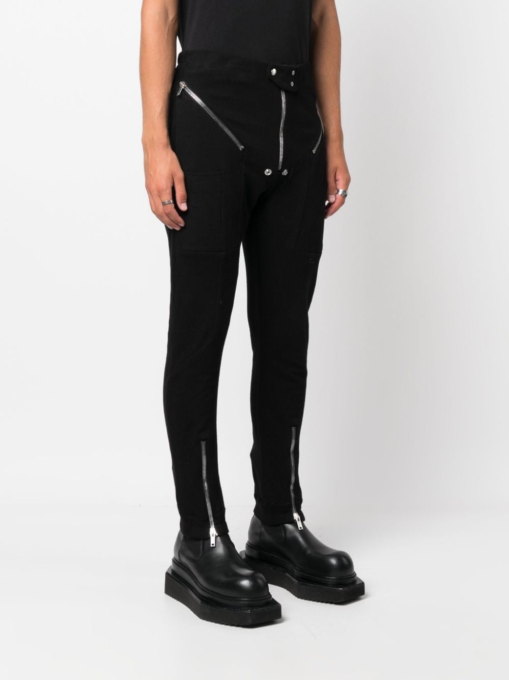 decorative-zip detailing cotton trousers - 3