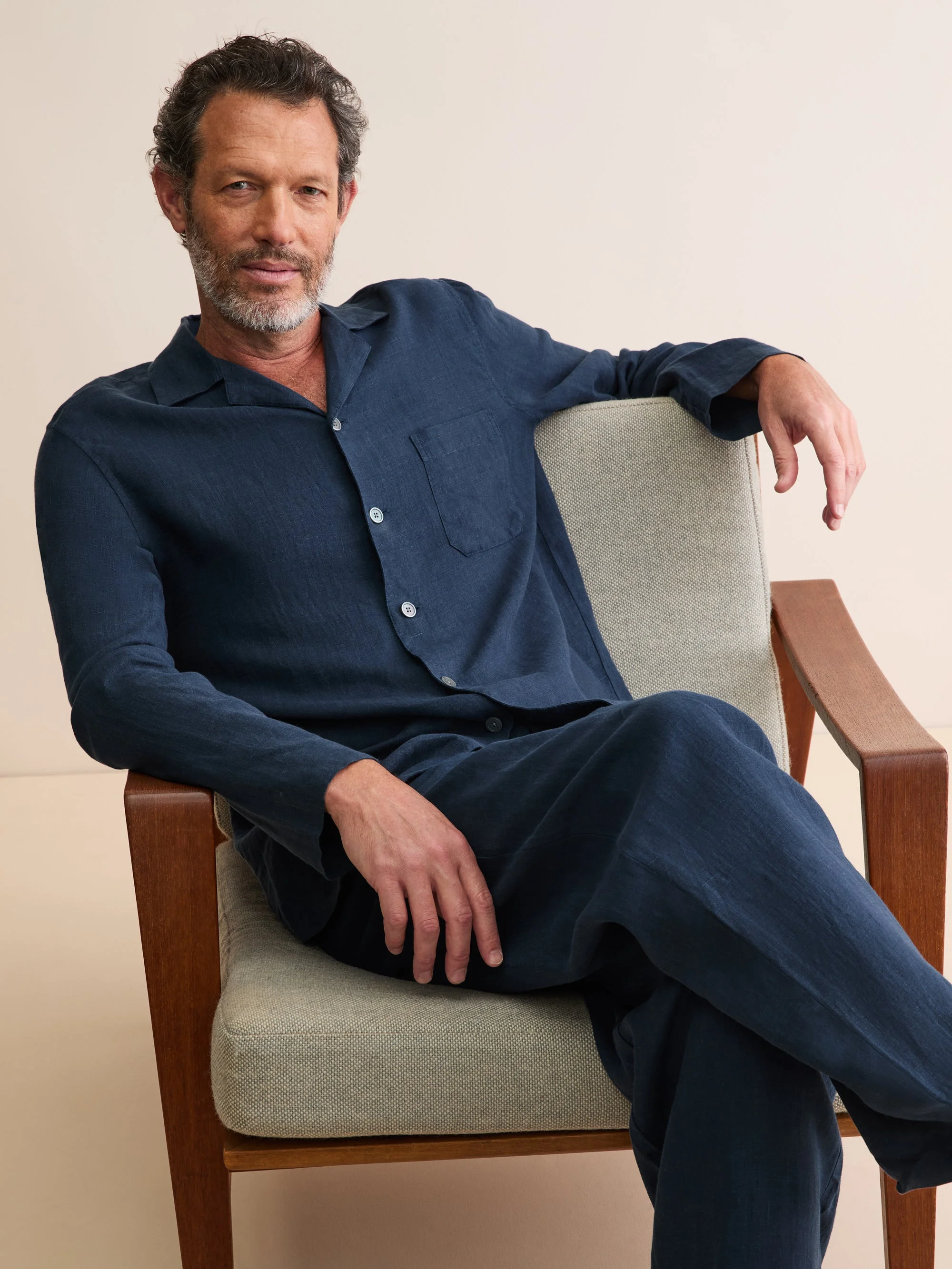 Men's Pajamas Sicily Linen Navy - 1