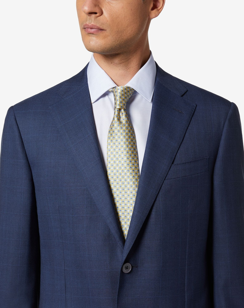 CORNELIANI Yellow printed satin tie outlook