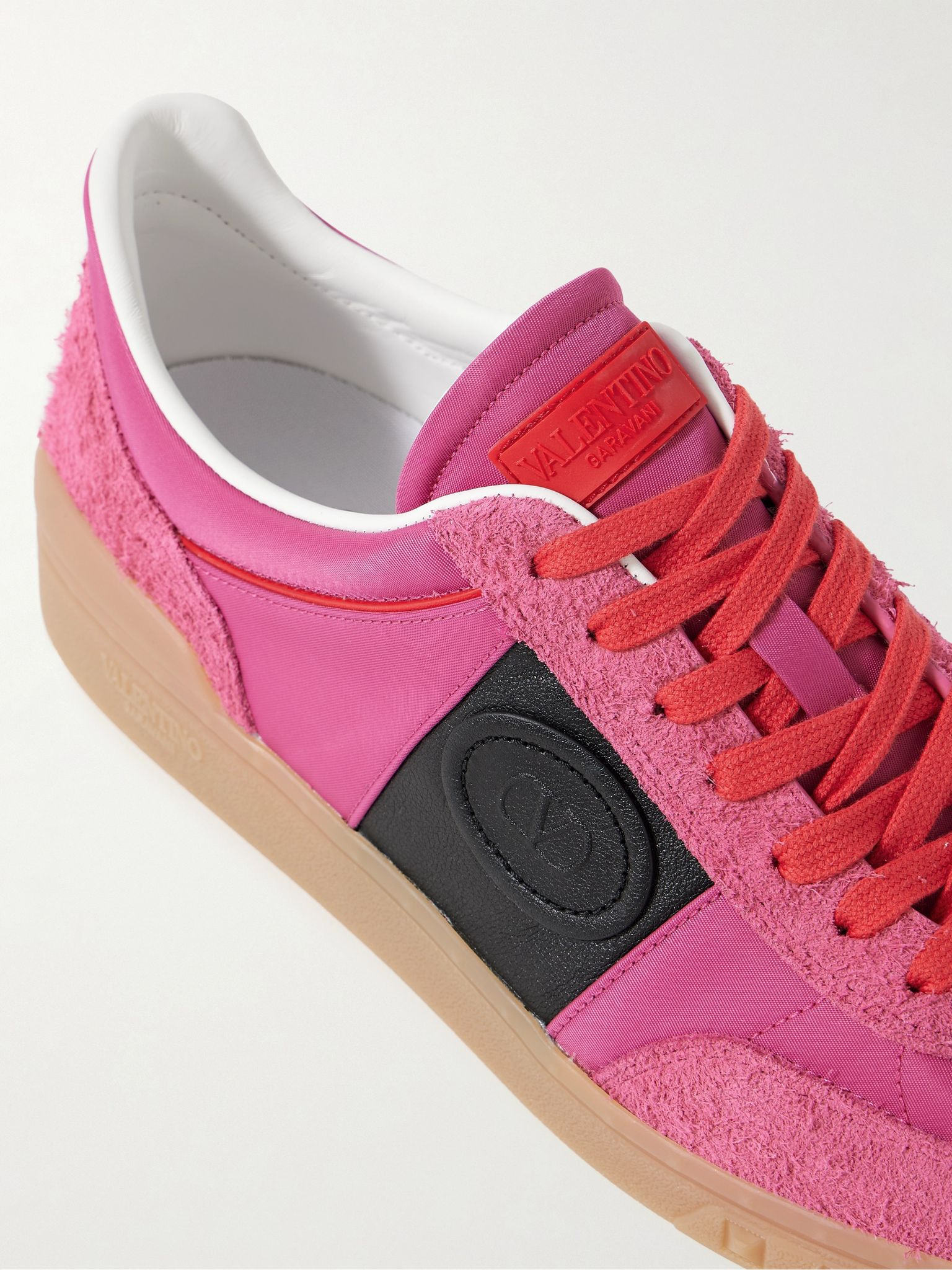 Upvillage Rubber-Trimmed Nylon, Suede and Leather Sneakers Pink - 5