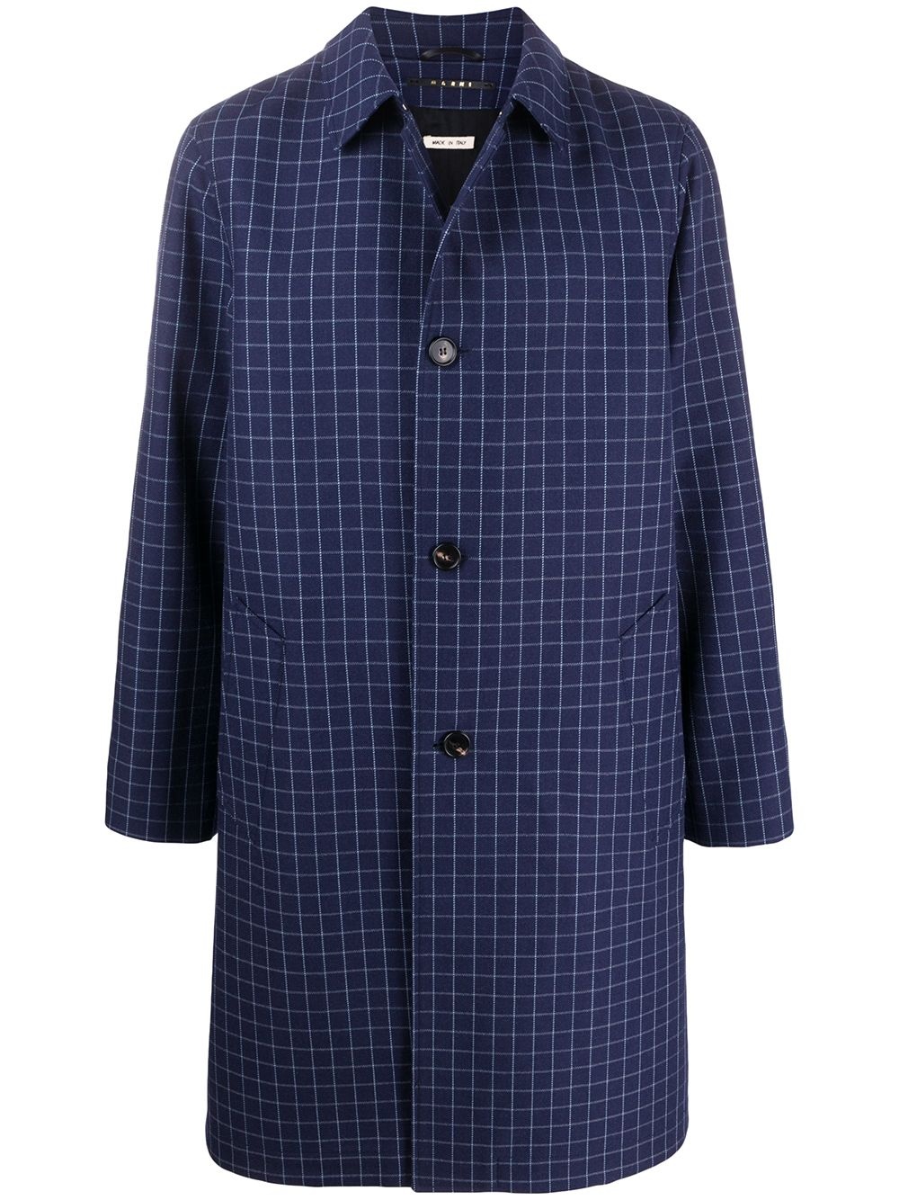 grid print mid-length jacket - 1