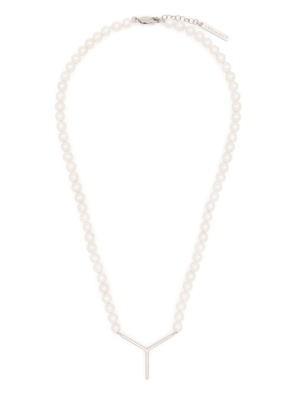 logo-pendant faux-pearl necklace - 1