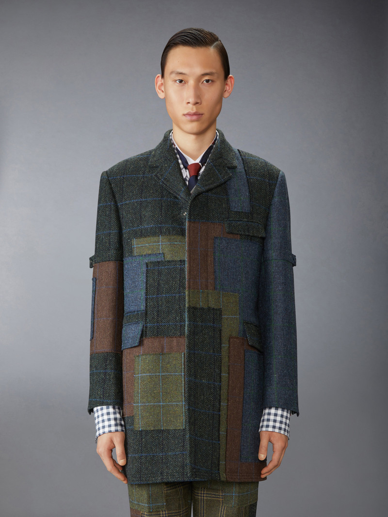 Thom Browne HUNTING TWEED CHESTERFIELD ARMBAND JACKET outlook