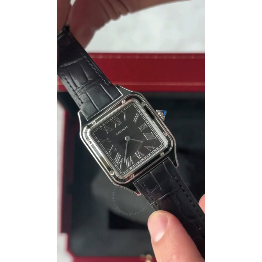 Cartier Santos-Dumont Lacquer Large Model Hand Wind Black Dial Men's Watch WSSA0046 - 4