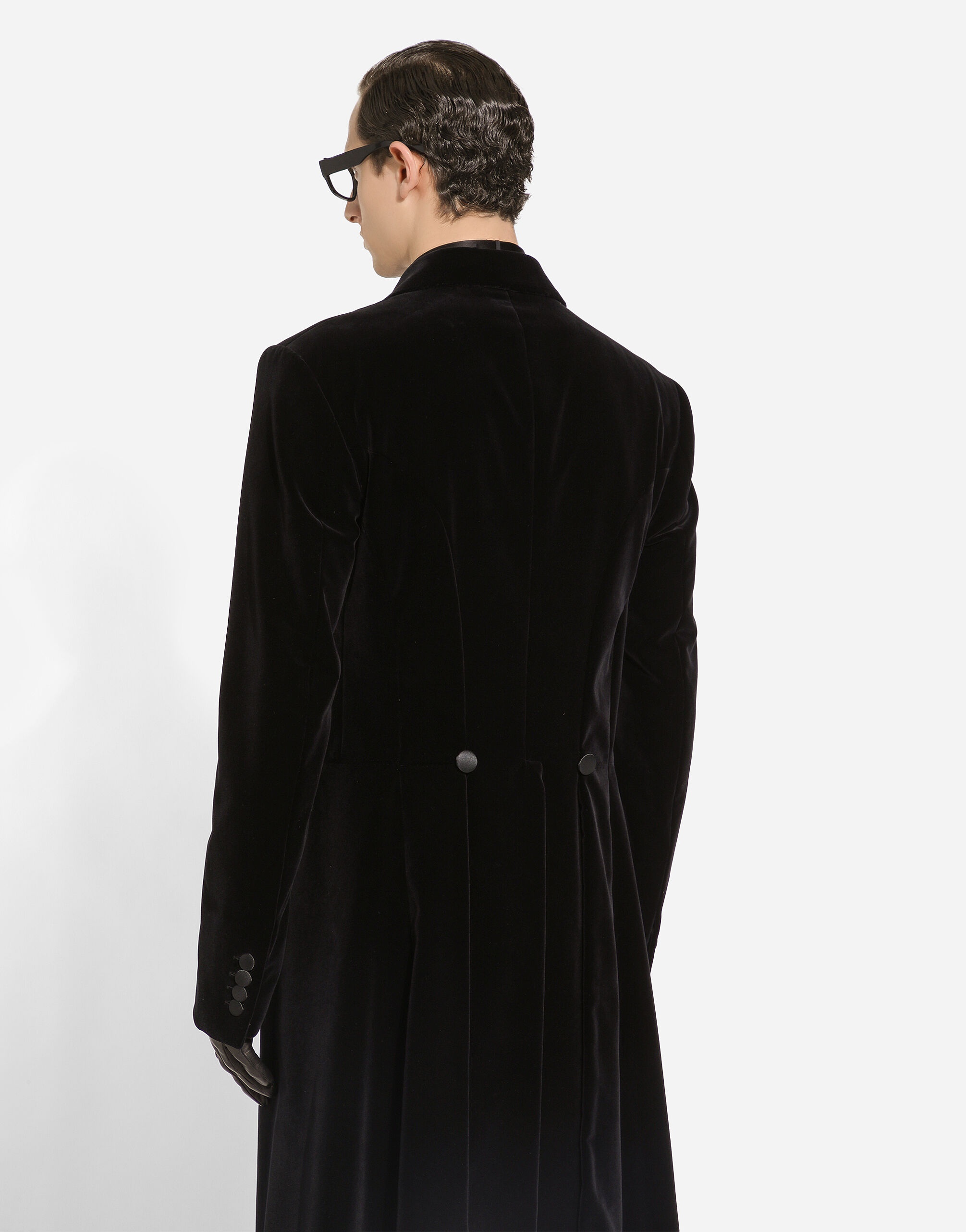 Velvet coat with satin details - 5