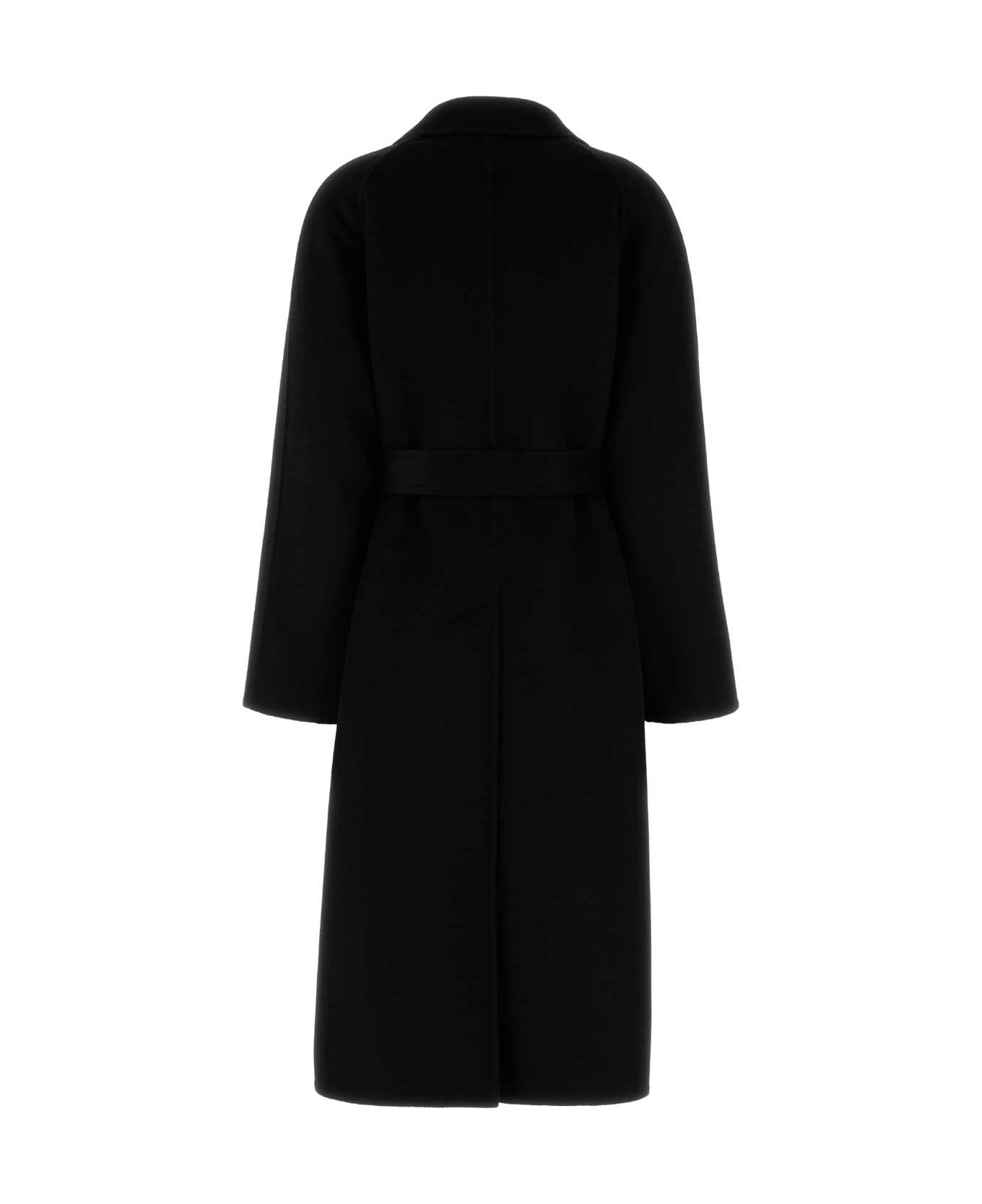 Black Wool Blend Coat - 2
