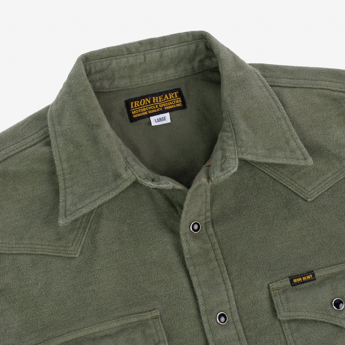 IHSH-330-ODG 9oz Raised Whipcord Western Shirt - Olive - 6