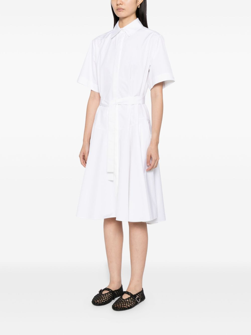 belted cotton shirt dress - 3