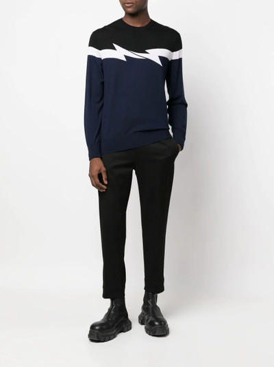 Neil Barrett colour-block print knit jumper outlook