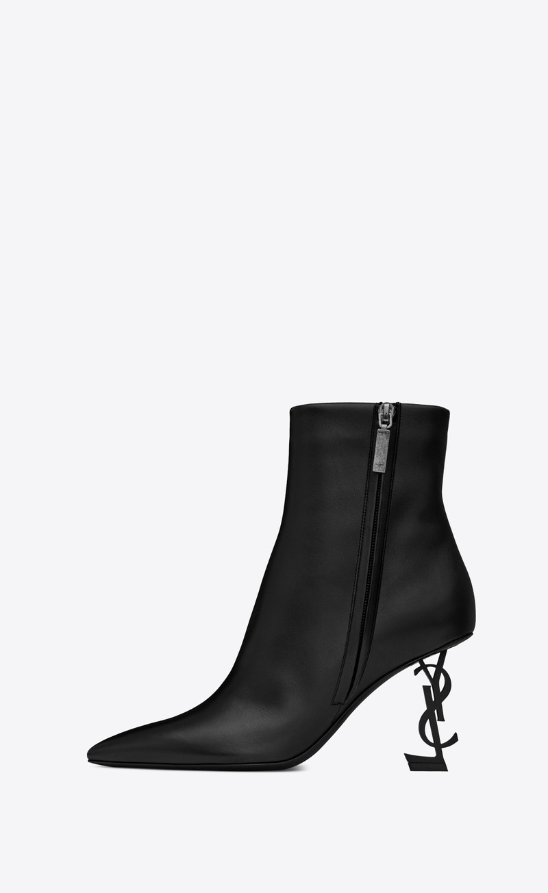 opyum booties in leather with black heel 3