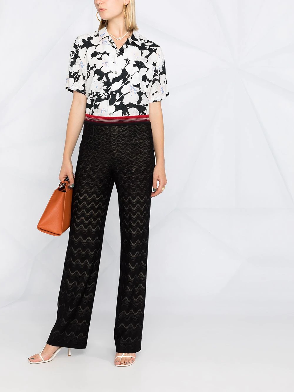 geometric-pattern knit trousers - 2