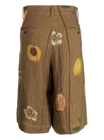 UMA WANG fruit-print linen shorts outlook