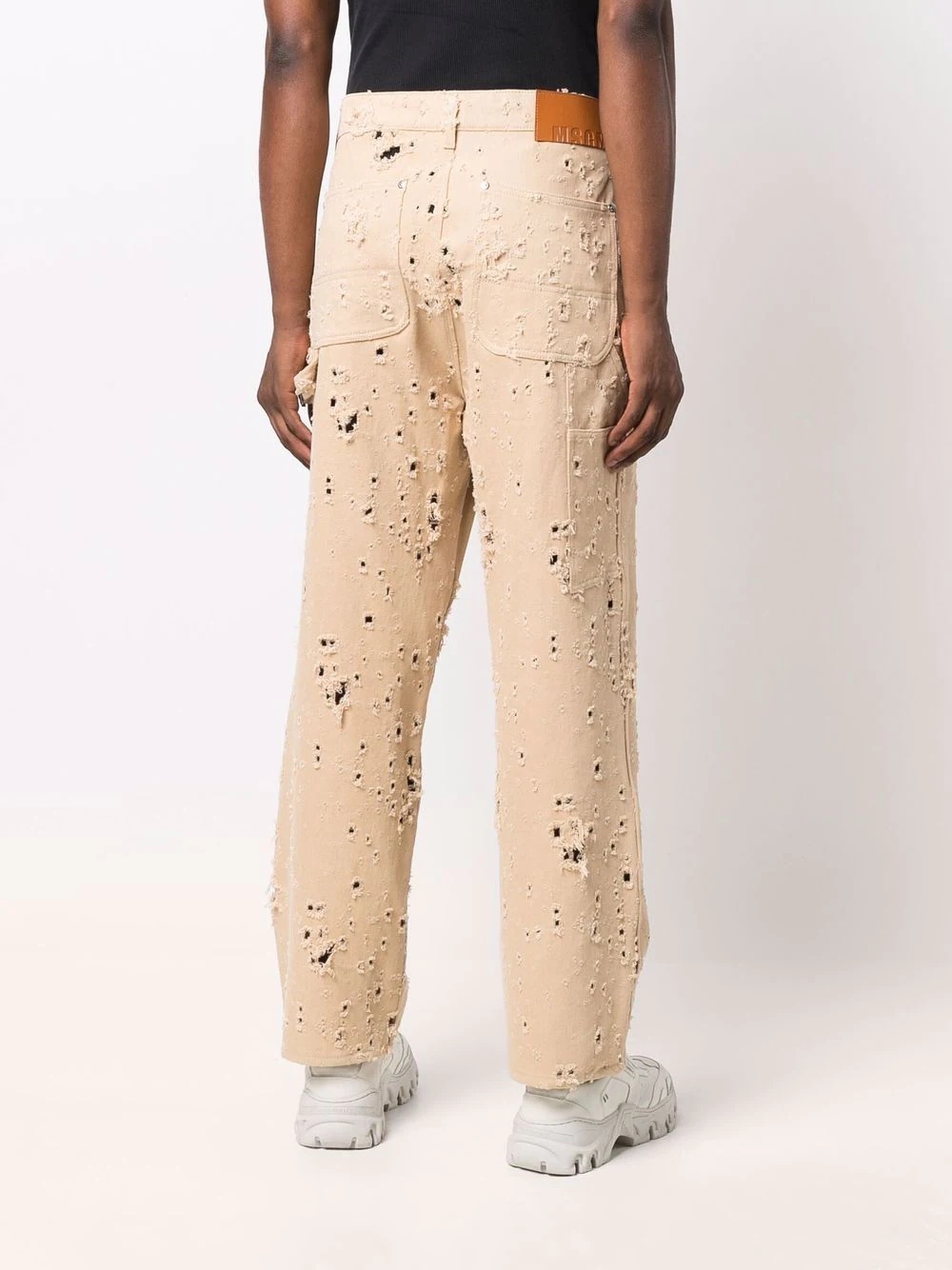 distressed-effect straight-leg trousers - 4