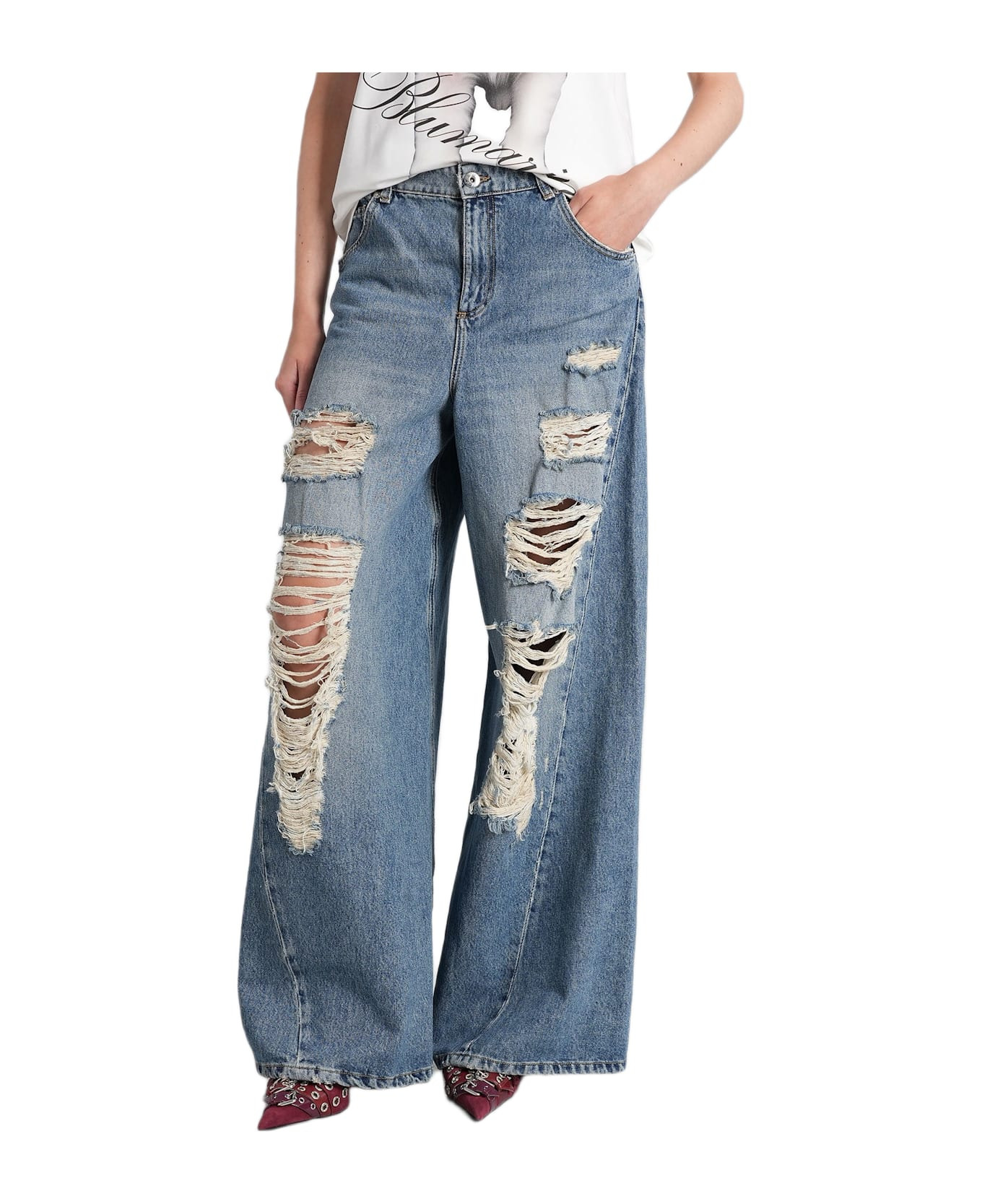 Jeans In Blue Cotton - 1