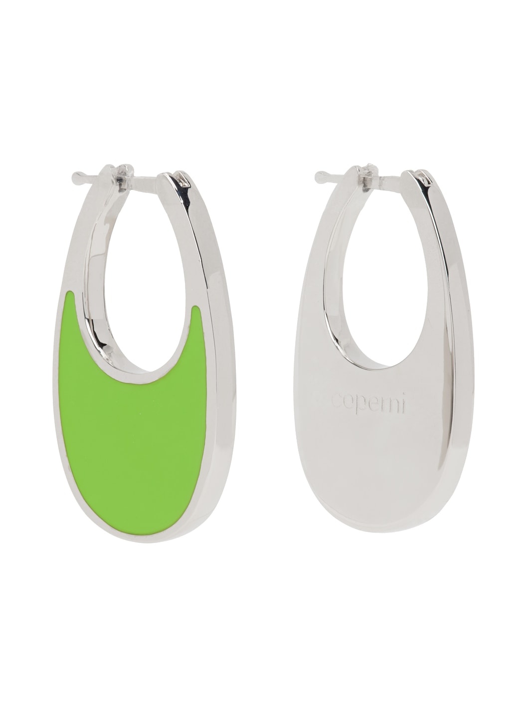 Silver & Green Medium Swipe Earrings - 2