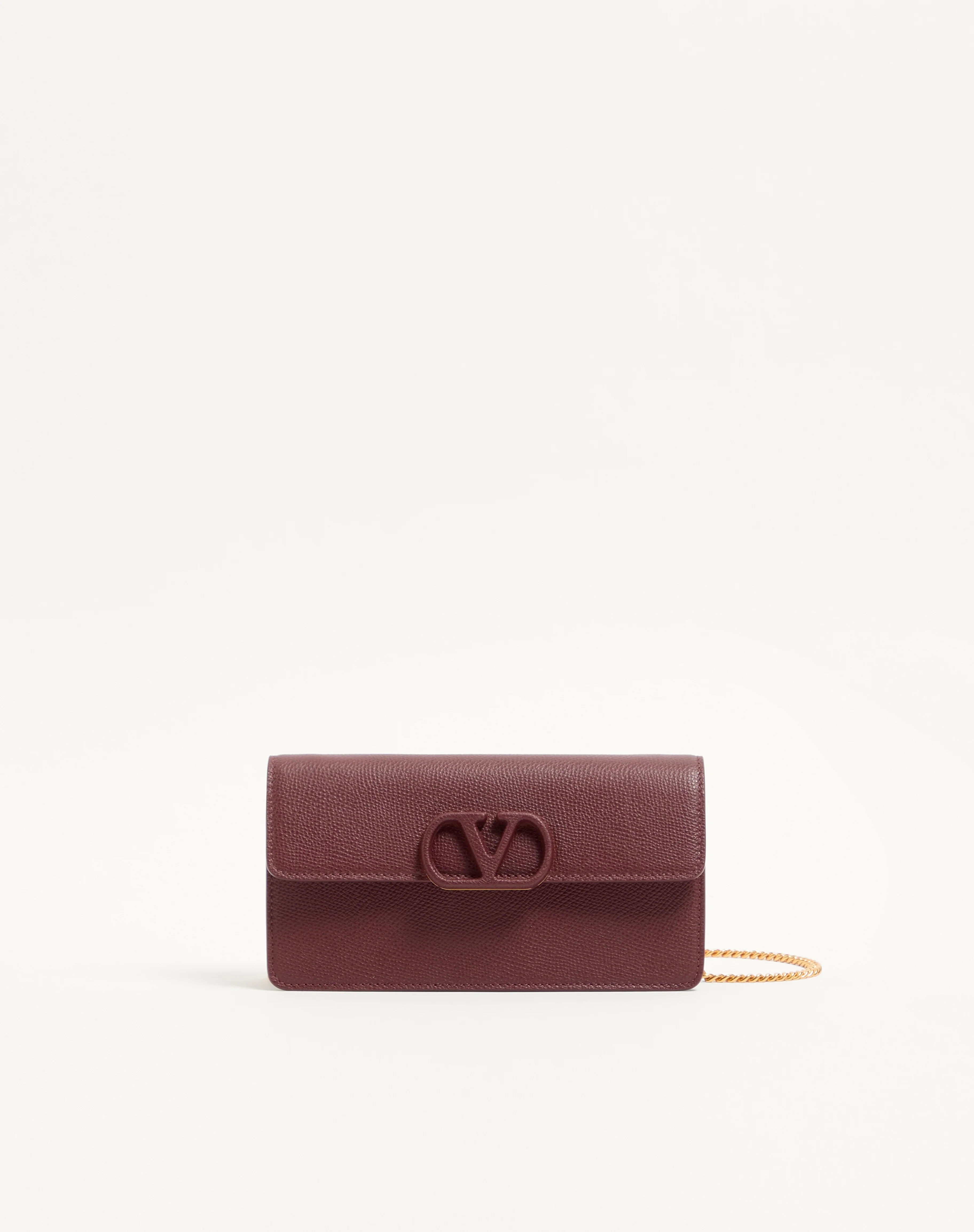 VLOGO SIGNATURE GRAINY CALFSKIN WALLET WITH CHAIN - 1