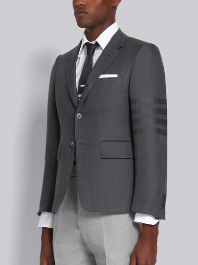 Thom Browne Dark Grey Crisp Linen Tonal 4-Bar Classic Jacket outlook