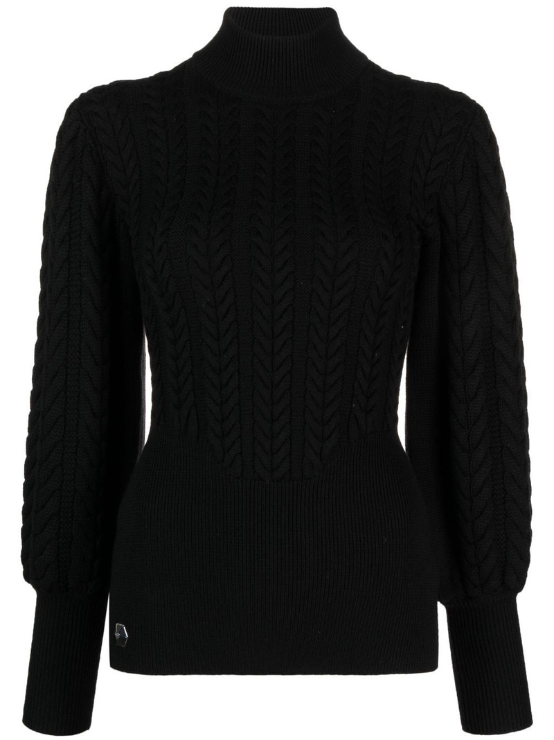 cable-knit high-neck jumper 1
