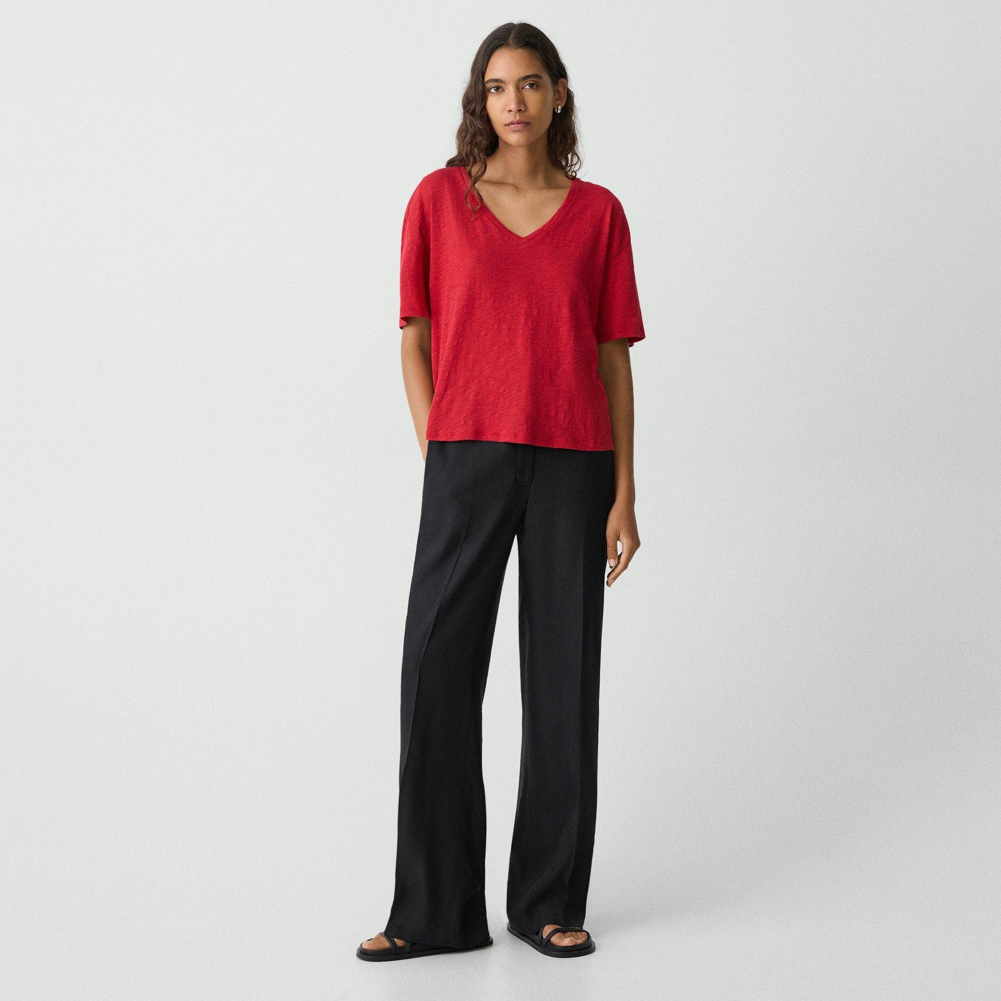 Relaxed V-Neck Tee in Cotton - 6