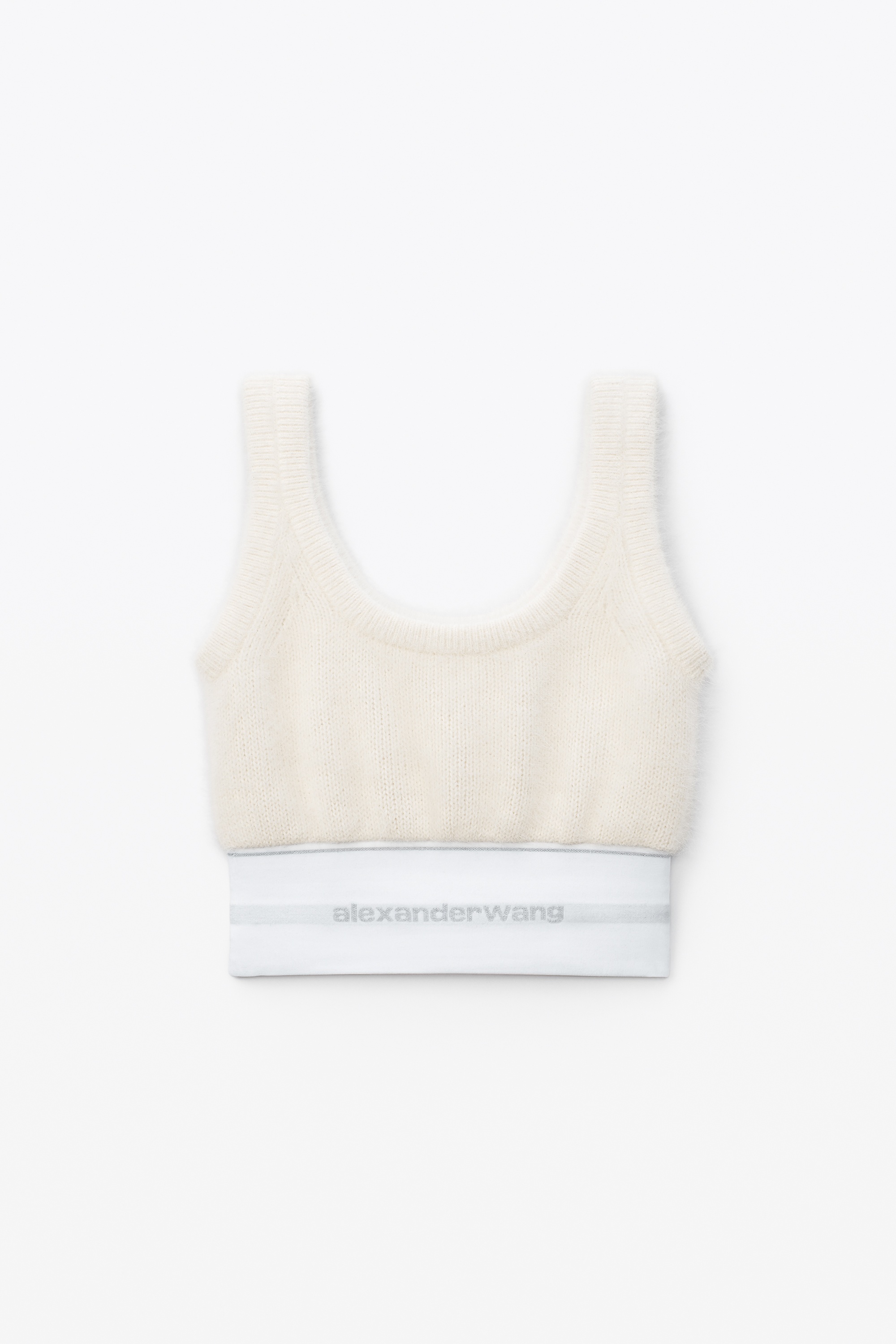 LOGO ELASTIC BRA TANK IN ANGORA - 1