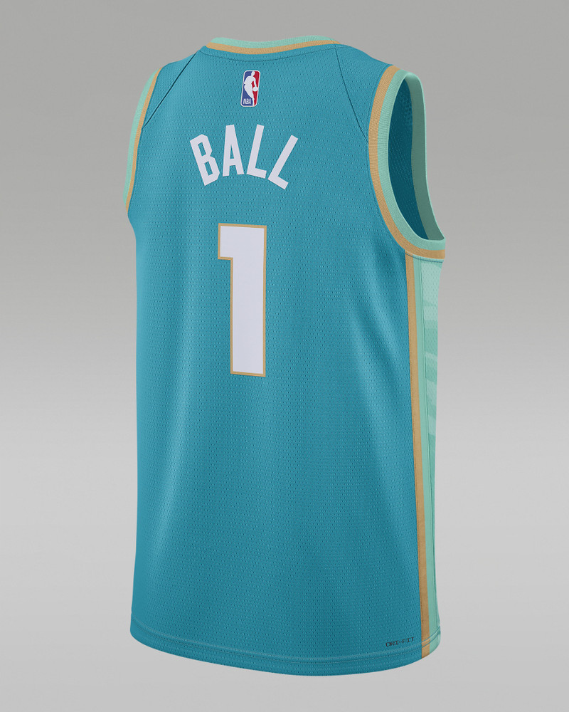 Jordan Men's Lamelo Ball Charlotte Hornets City Edition 2023/24 Jordan Dri-FIT NBA Swingman Jersey outlook