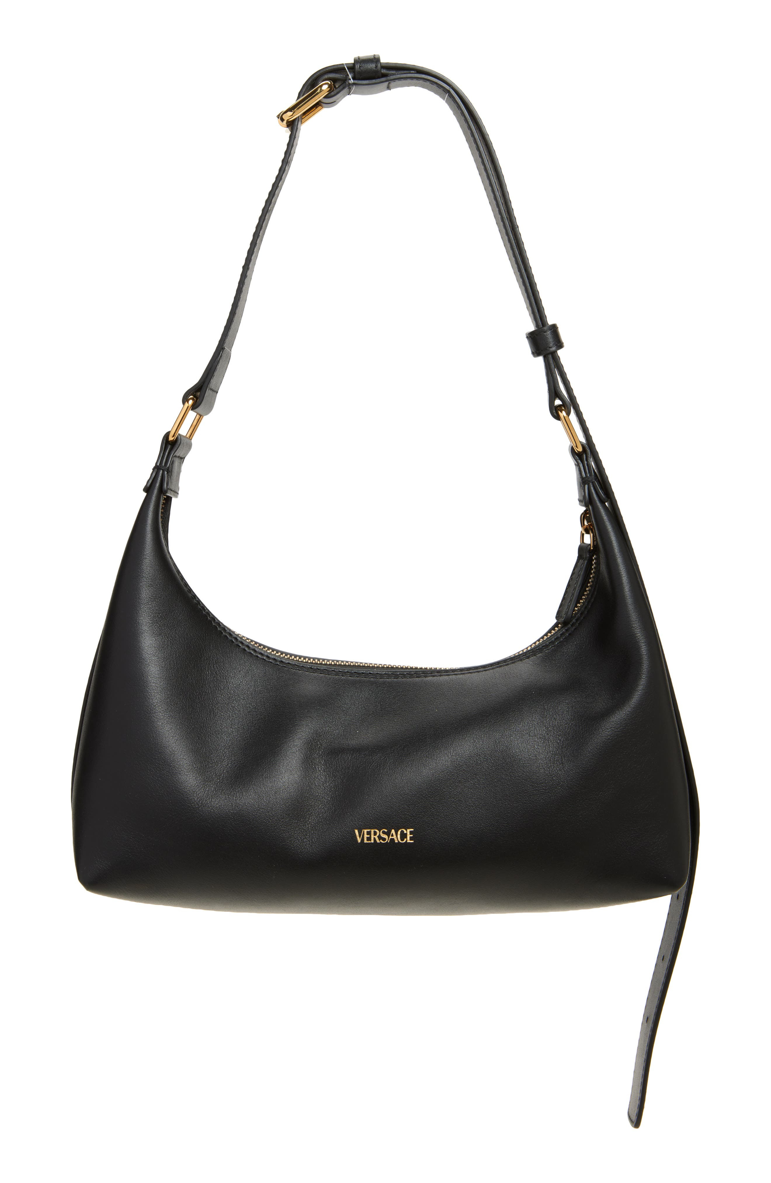 Versace Medusa Leather Hobo Bag in Black-Versace Gold at Nordstrom - 3