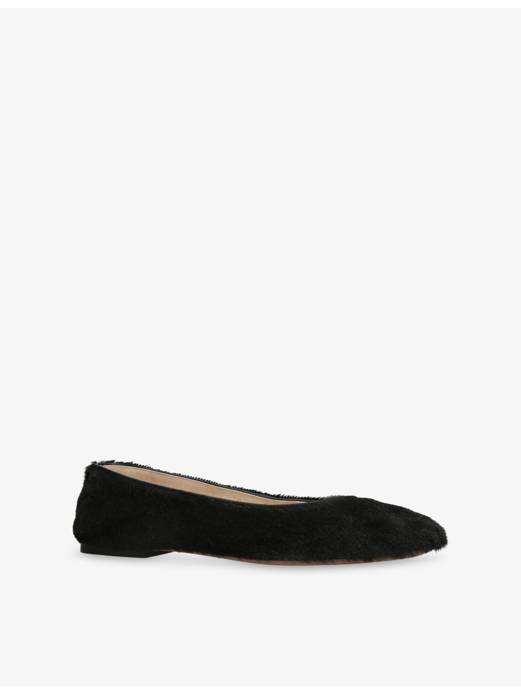 Square-Toe Pony-Hair Leather Ballet Flats - 1