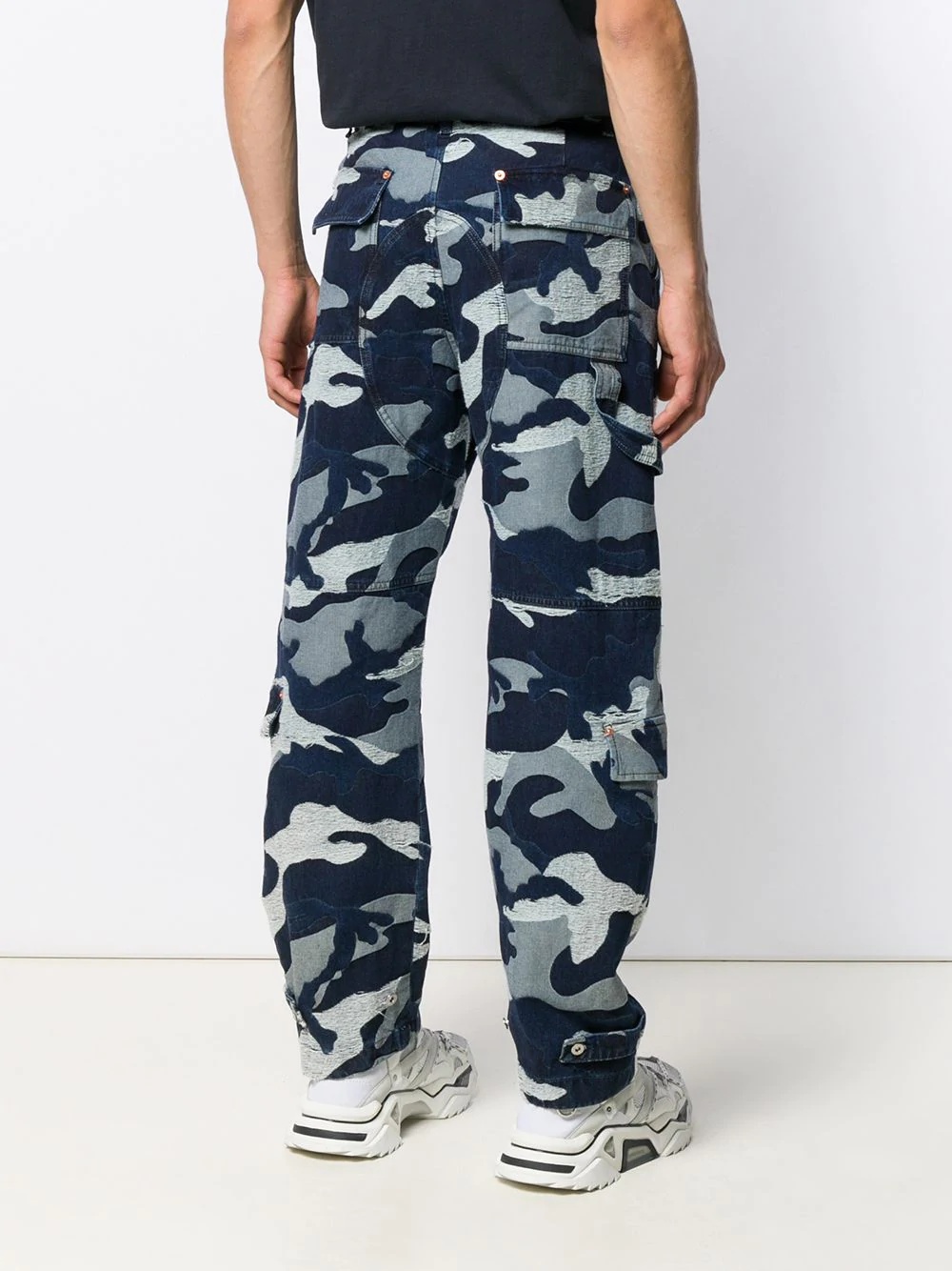 camouflage denim cargo trousers - 4