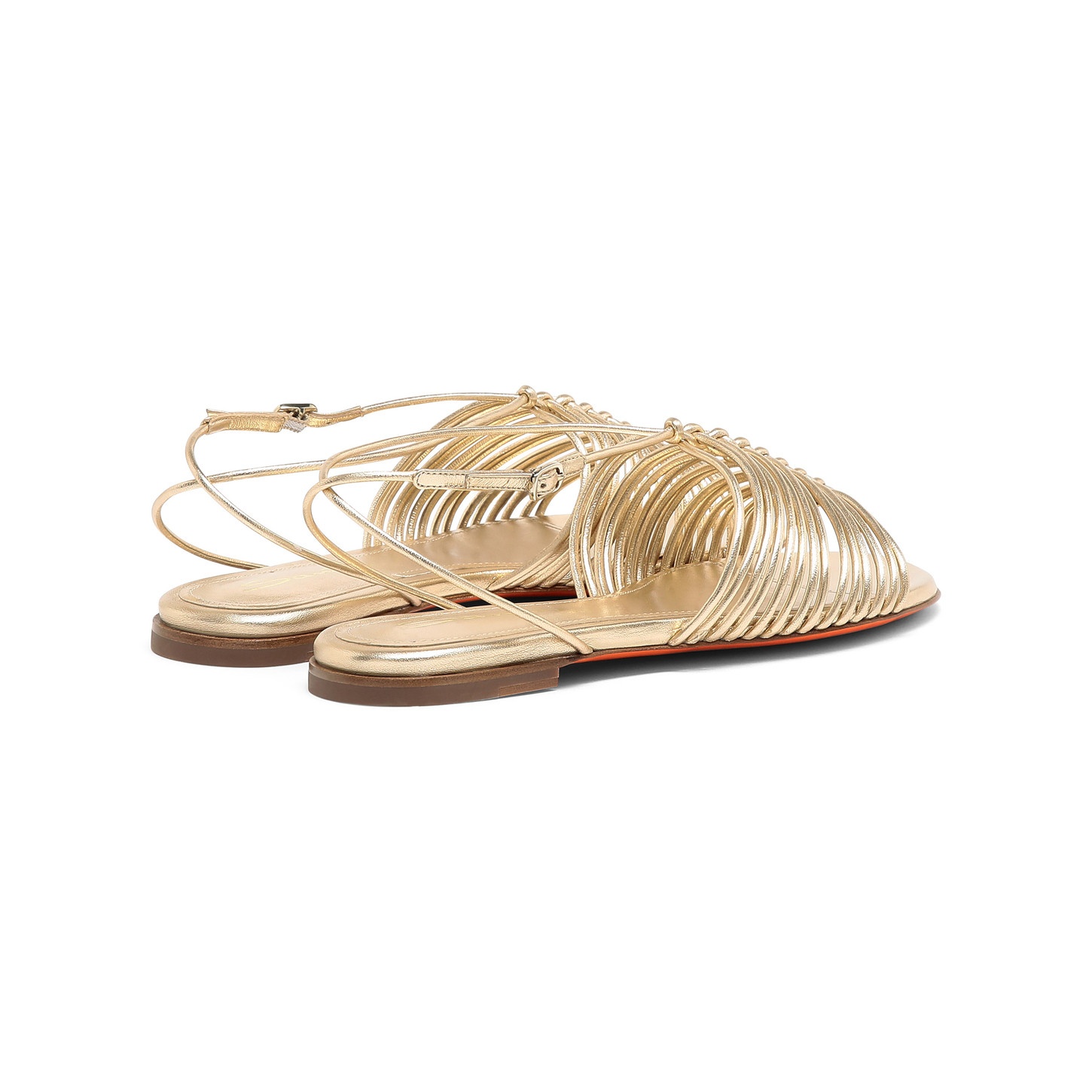 Women's gold leather sandal - 3