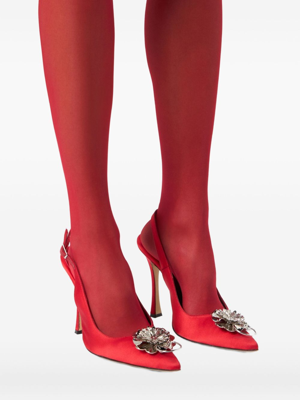 flower-embellished slingback pumps - 5