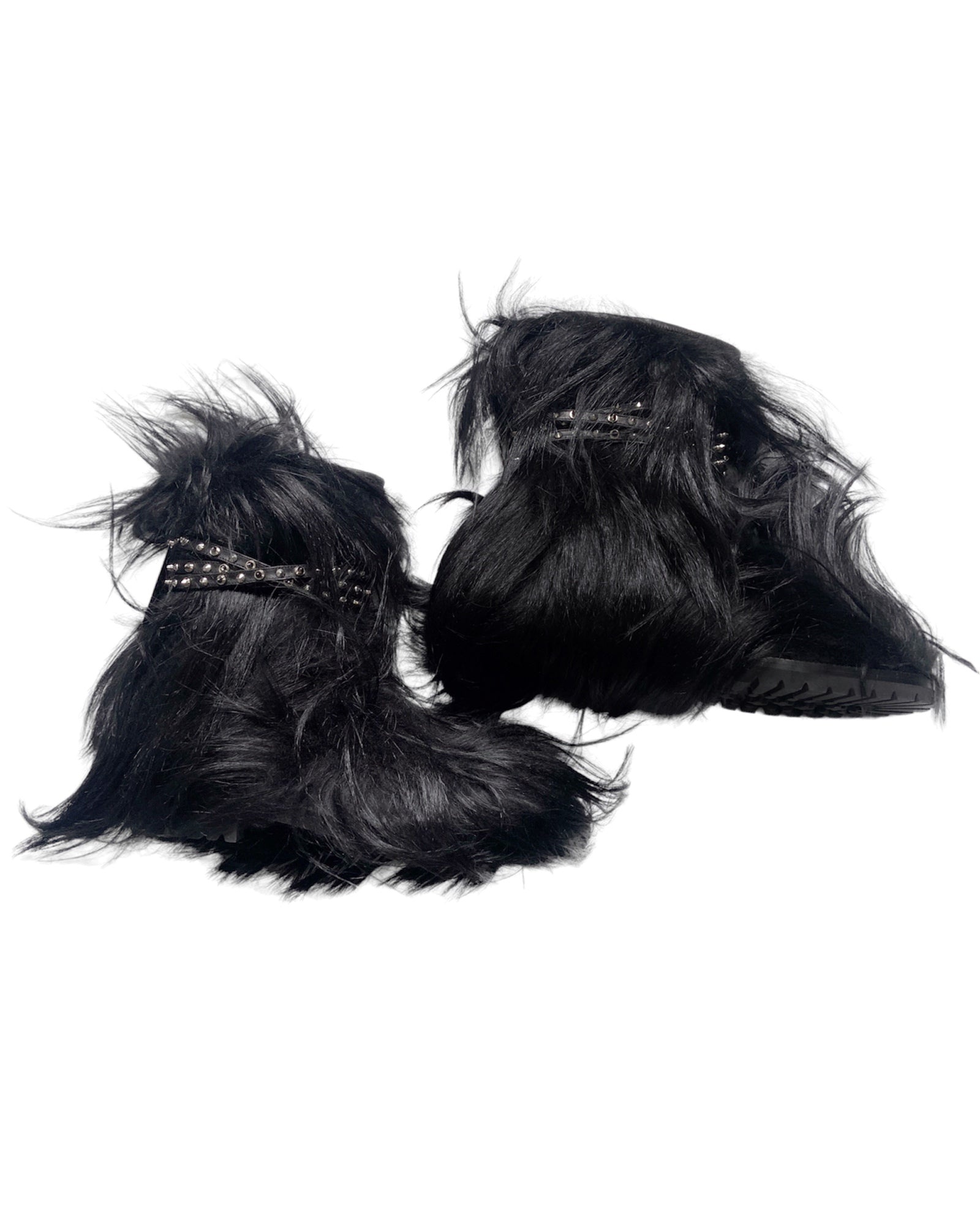 BWNT Saint Laurent Patti Studded Goat Hair Shearling Leather Ankle Boots 36 - 4