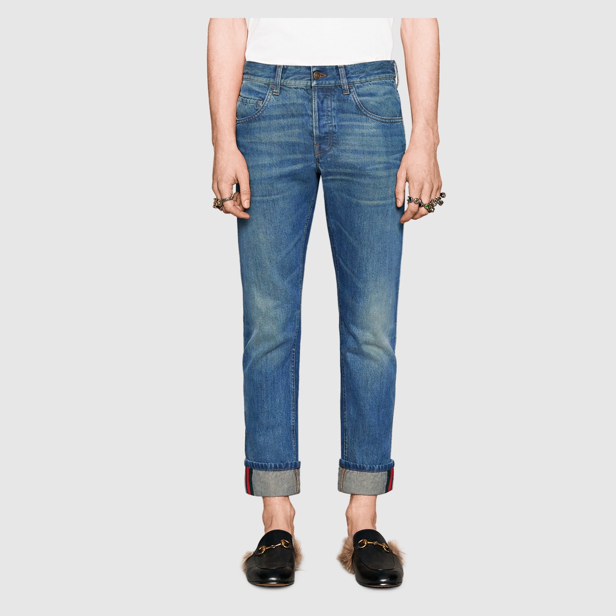 Tapered jeans with Web - 3