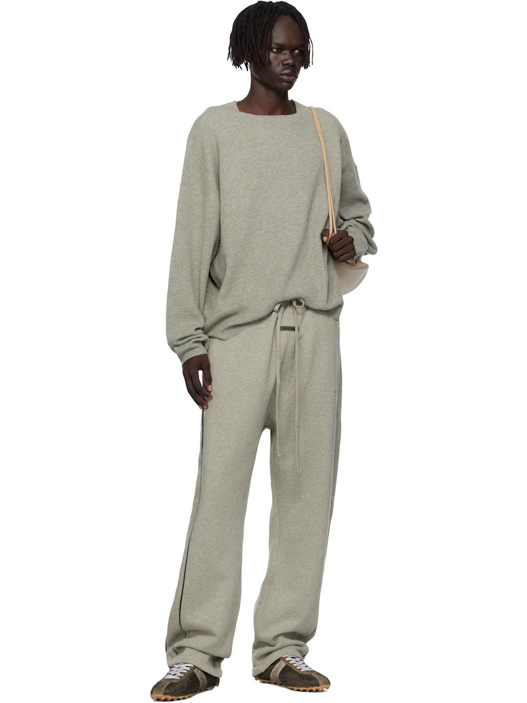 Gray Relaxed Fleece Piping Sweatpants - 4
