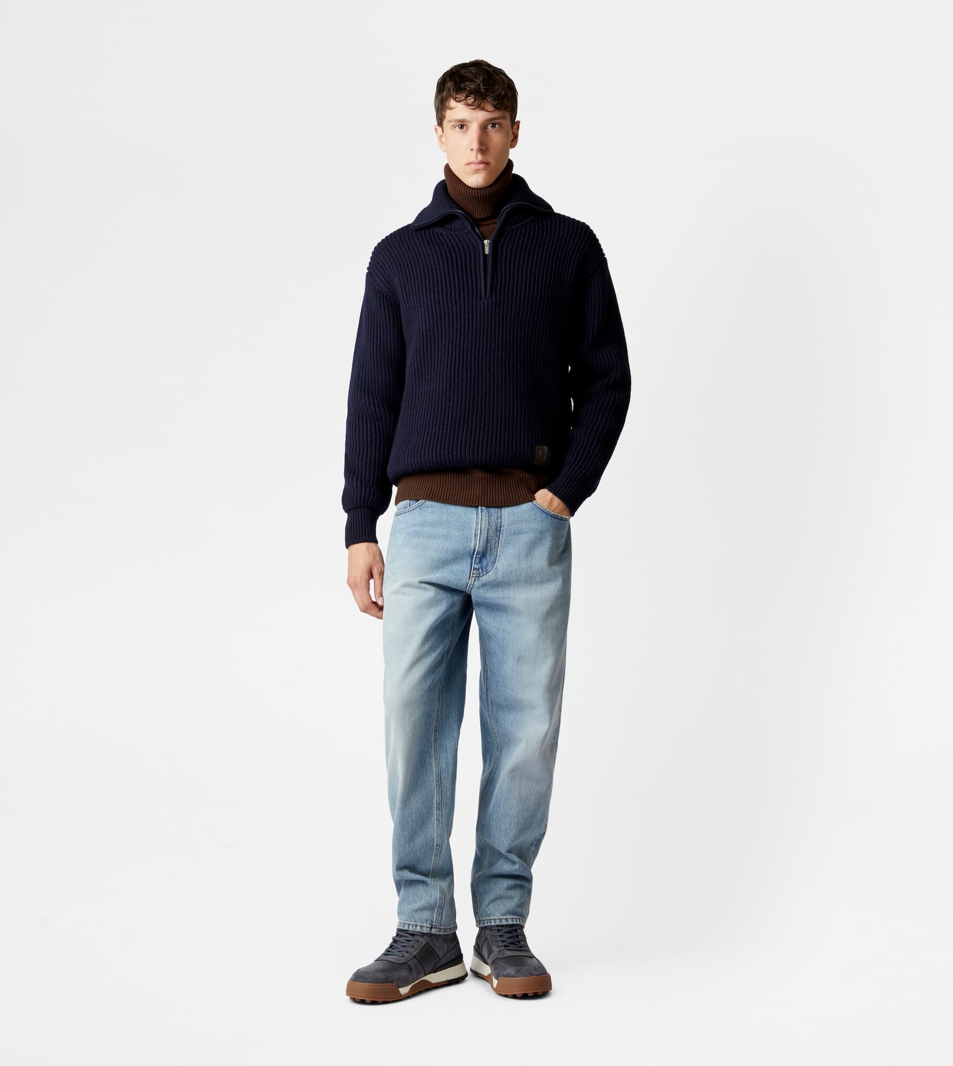 ZIPPED TURTLENECK JUMPER - BLUE - 2