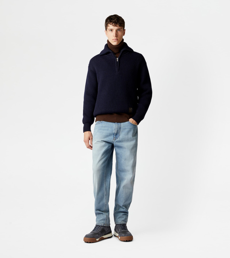 Tod's ZIPPED TURTLENECK JUMPER - BLUE outlook