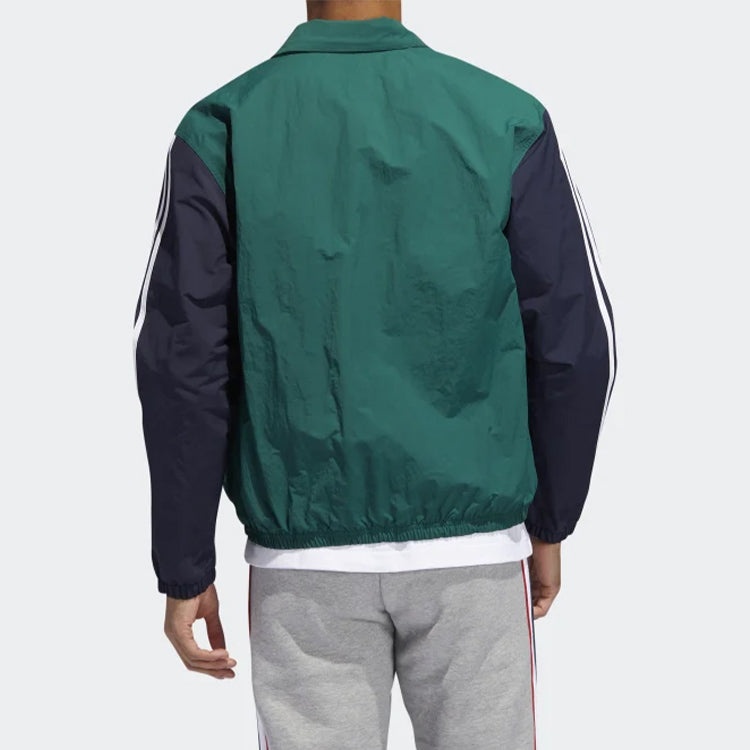 Men's adidas originals Trefoil Coach Colorblock Logo Casual Jacket Blue EJ7109 - 4