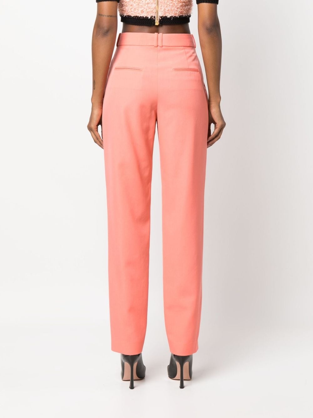 split-hem virgin wool tapered trousers - 4