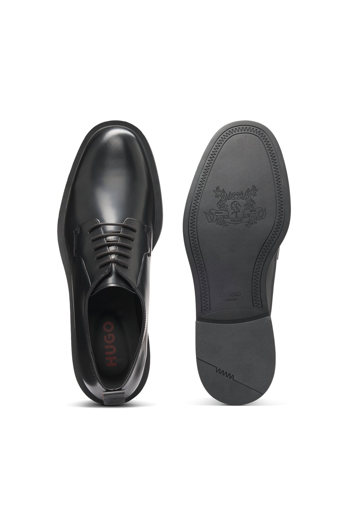 LEATHER DERBY SHOES WITH LOGO DETAIL - 4