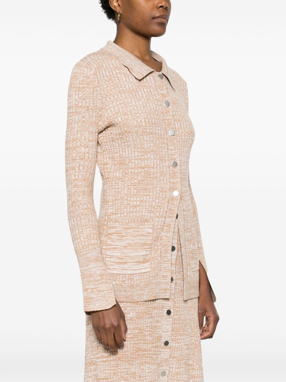 mÃ©lange-effect button-up cardigan - 3