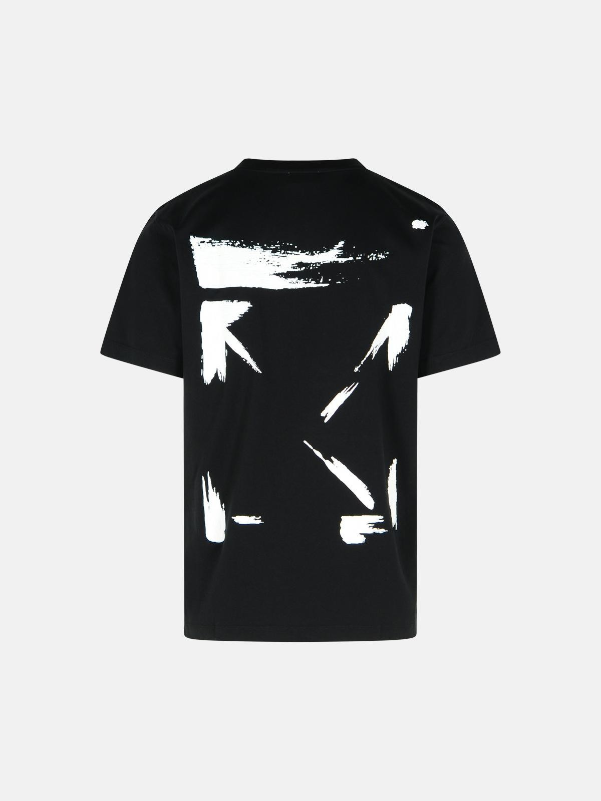 'BRUSH ARROW' BLACK COTTON T-SHIRT - 3