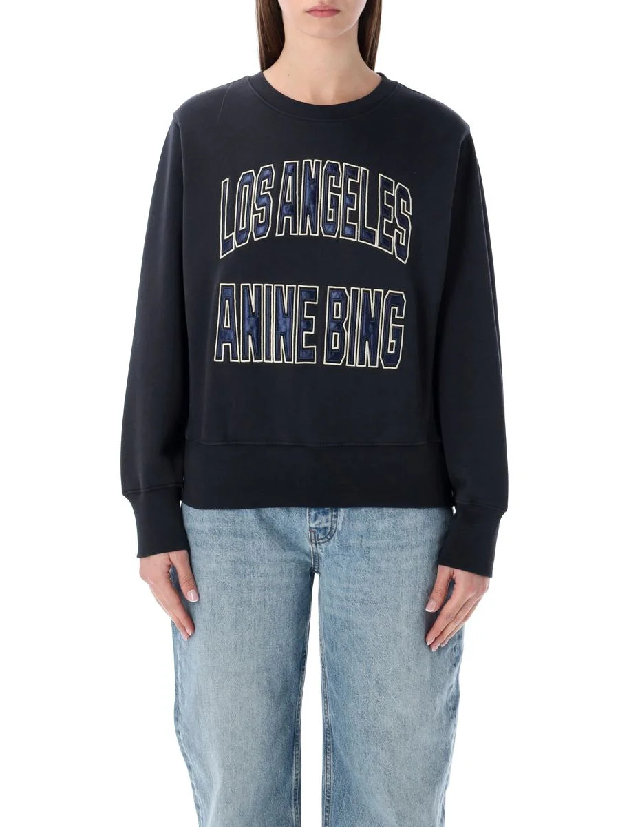 Anine Bing Harry Shrunken Black Sweatshirt - 1