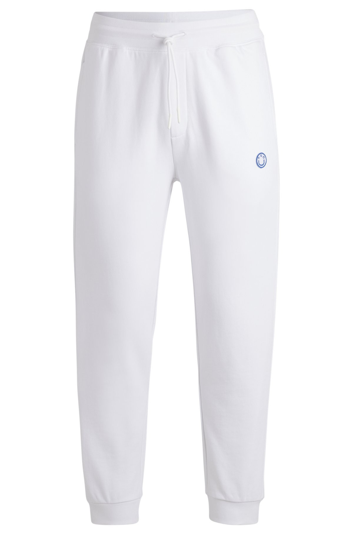 COTTON-TERRY TRACKSUIT BOTTOMS WITH HAPPY HUGO LOGO PATCH - 1